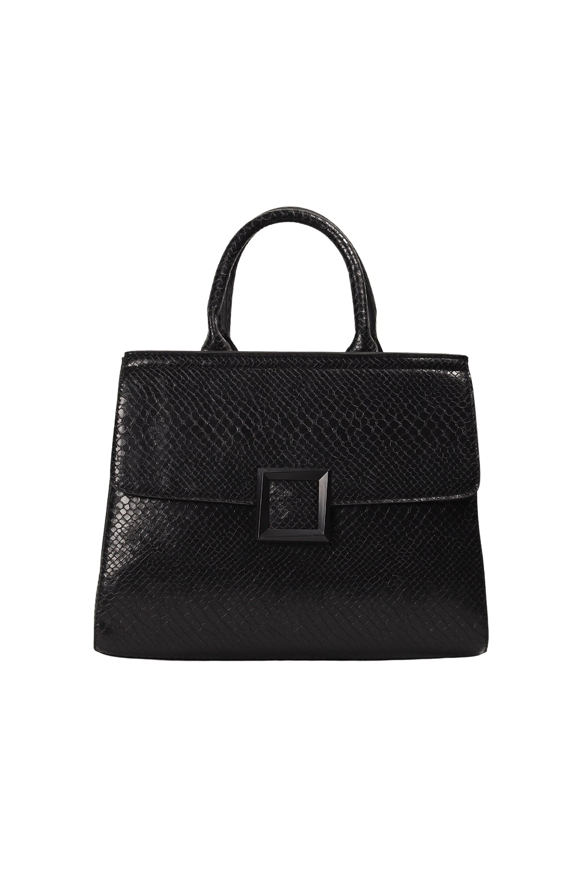 Black Python Bella Structured Handbag Source