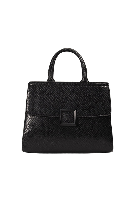 Black Python Bella Structured Handbag Source