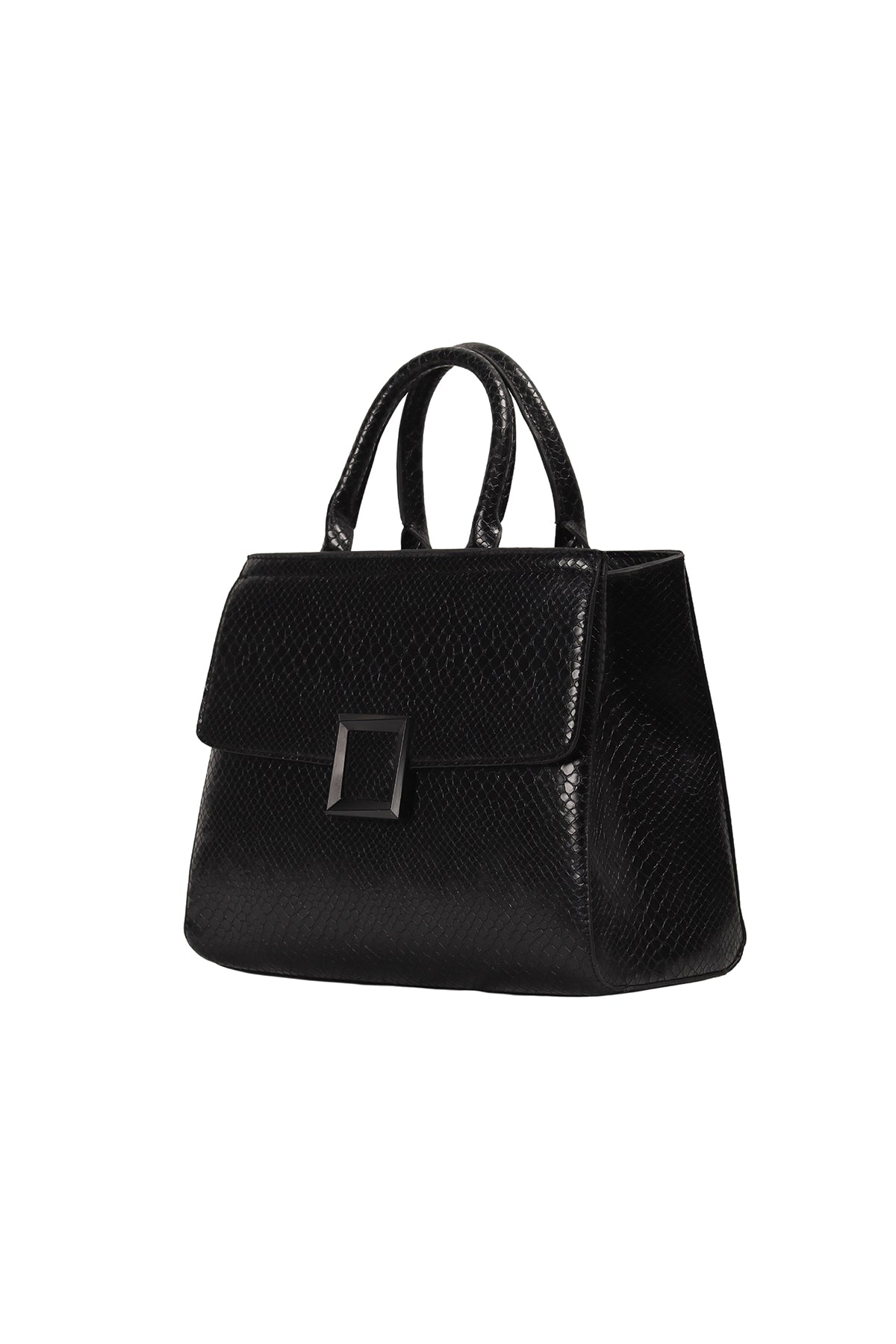 Black Python Bella Structured Handbag Source