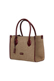 Burgundy Edge Linen Handbag Source