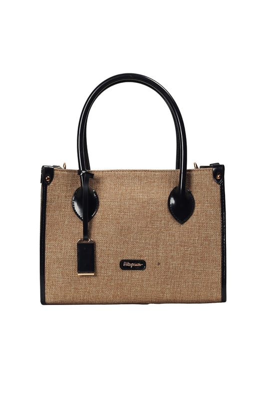Black Trimmed Linen Handbag Source