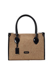 Black Trimmed Linen Handbag Source