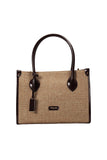 Espresso Trimmed Linen Handbag Source