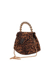 Leopard Velvet Beaded Handle Mini Bag Source